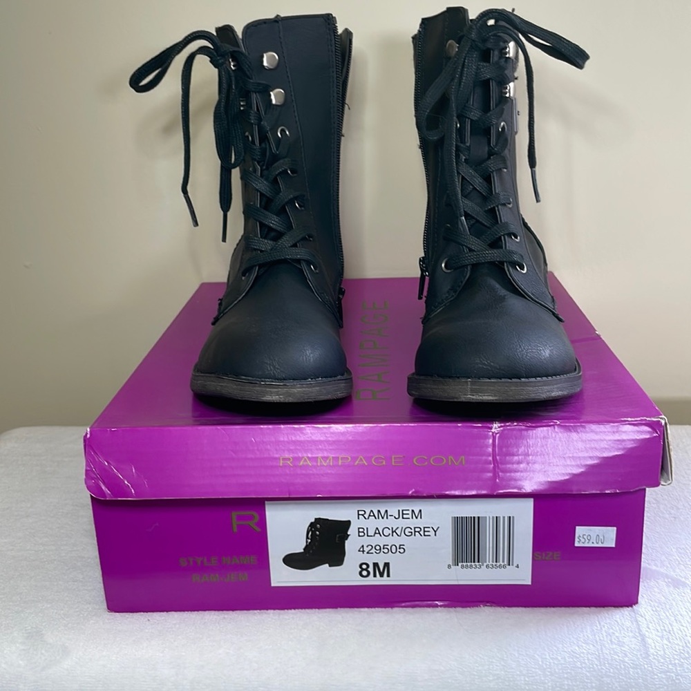 Rampage black zip up boots with buckle size 8